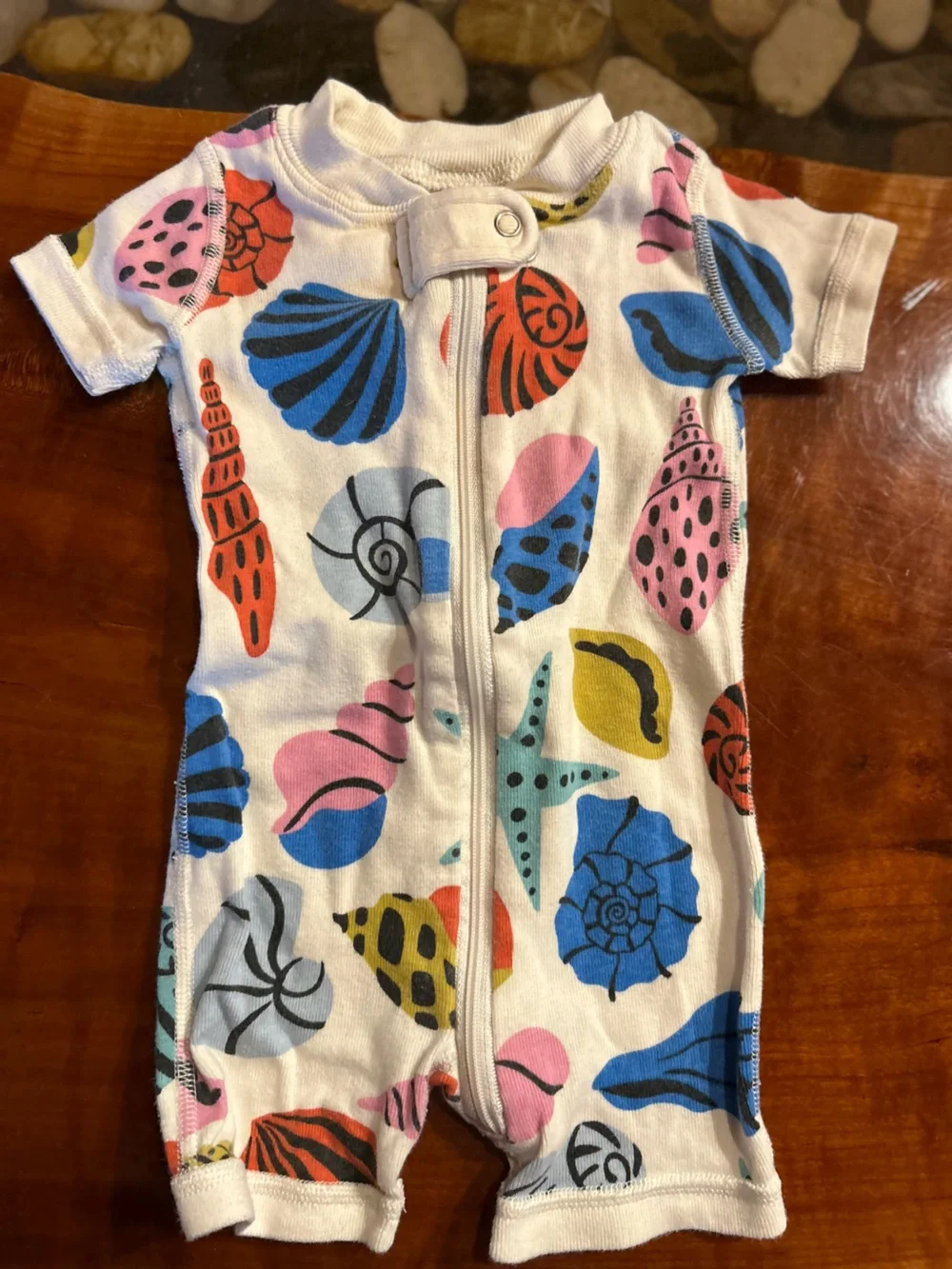 Hanna Andersson zip up one piece with beach Print
